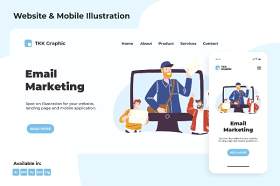 电子邮件市场营销网页手机移动端界面设计插画素材Email Marketing web & mobile designs