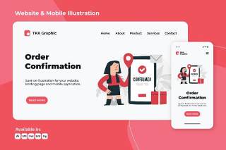 订单确认网络和手机界面插画设计矢量素材Order confirmation web and mobile