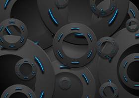 黑色和发光的霓虹蓝色圆圈背景EPS矢量设计素材black and glowing neon blue circles background