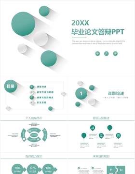 绿色微粒体毕业论文答辩开题报告PPT模板