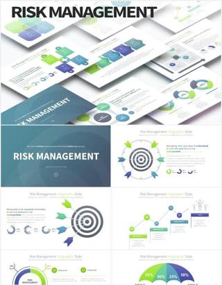 12套颜色商业公司风险管理金融管控可视化PPT信息图表素材Risk Management - PowerPoint Infographics Slides