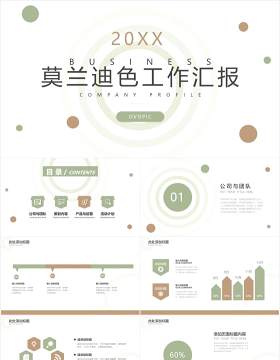 黄色系简约风莫兰迪色工作汇报学术报告PPT模板