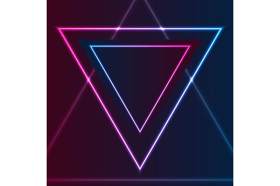 蓝紫色复古霓虹激光三角EPS矢量设计背景素材Blue purple retro neon laser triangle