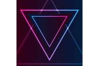 蓝紫色复古霓虹激光三角EPS矢量设计背景素材Blue purple retro neon laser triangle