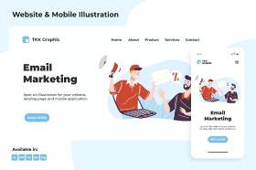 电子邮件营销涂鸦网络和移动界面设计插画矢量素材Email Marketing doodle web and mobile designs