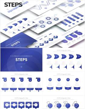11套色系流程图步骤并列PPT信息图表素材STEPS - PowerPoint Infographics
