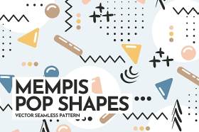 孟菲斯流行造型无缝图案AI矢量设计素材Memphis Pop Shapes Seamless Patterns