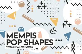 孟菲斯流行造型无缝图案AI矢量设计素材Memphis Pop Shapes Seamless Patterns
