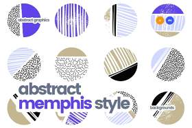 孟菲斯复古风格设计中的抽象图案AI矢量素材Abstract Patterns in Retro Memphis Style Design