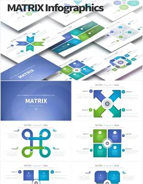 12套颜色矩阵统计数据可视化PPT信息图表素材MATRIX - PowerPoint Infographics Slides
