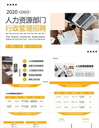 公司行政管理人力资源部门招聘工作总结汇报PPT模板