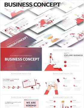 11套色系商业经营理念创意插画PPT人物素材Business Concept - PowerPoint Infographics