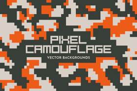 像素马赛克迷彩伪装AI矢量设计背景素材Pixel Camouflage Vector Backgrounds