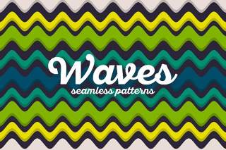 彩色波浪无缝图案AI矢量设计背景素材Colorful Waves Seamless Patterns