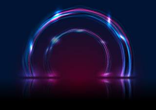 蓝色紫外线霓虹灯发光圆EPS矢量设计背景素材blue ultraviolet neon glowing circles