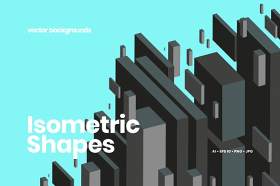 等距几何立体图形背景AI矢量素材Isometric Geometric Shapes Backgrounds