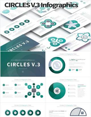 11套色系圆圈并列圆形PPT可视化素材CIRCLES V.3 - PowerPoint Infographics