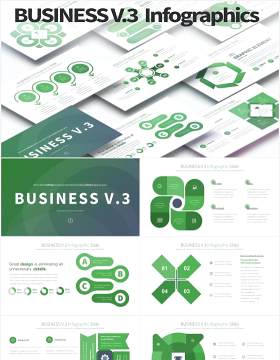 11套色系商业模式信息图表PPT素材BUSINESS V.3 - PowerPoint Infographics