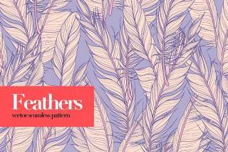 羽毛矢量无缝图案AI矢量设计背景素材Feathers Vector Seamless Patterns