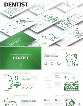 11套色系牙科口腔诊所医院医疗PPT素材DENTIST - PowerPoint Infographics