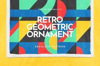 复古几何装饰无缝拼接AI背景矢量素材图案Retro Geometric Ornament Seamless Pattern