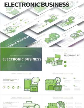 11套色系电子商务创意图形PPT素材Electronic Business-PowerPoint Infographics Slides