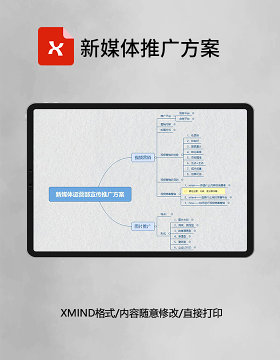 思维导图新媒体推广方案XMind模板