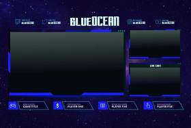 蓝海抽搐覆盖UI界面PSD设计模板blue ocean twitch overlay template