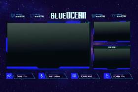 蓝海抽搐覆盖UI界面PSD设计模板blue ocean twitch overlay template