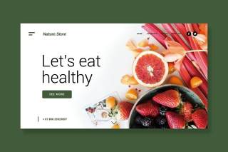 有机天然食品UI界面登录页AI矢量设计模板organic natural food landing page