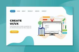 创建ui和ux psd xd ai矢量登录页UI界面插画设计create ui and ux psd xd ai vector landing page