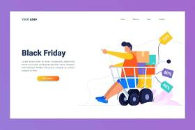 黑色星期五登录页UI界面AI插画设计模板Black Friday - Landing Page