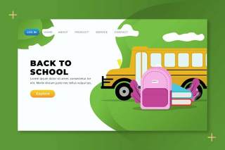 返校XD PSD AI登录页UI界面矢量插画设计back to school xd psd ai landing page