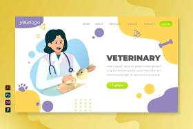 兽医矢量插画登录页UI界面AI设计veterinary vector landing page