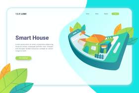 智能房屋登录页UI界面AI插画设计模板Smart House - Landing Page