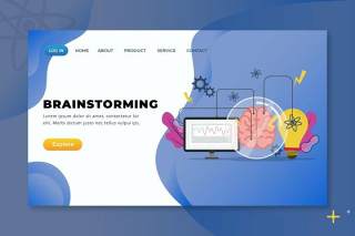 头脑风暴xd psd ai矢量登录页UI界面插画设计brainstorming xd psd ai vector landing page