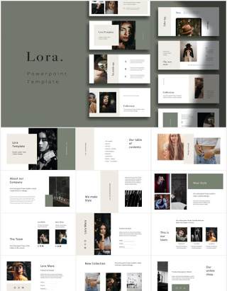 个人简历工作报告图文展示PPT模板LORA - Powerpoint Template