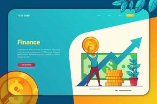 财务金融登录页UI界面AI插画设计模板Finance - Landing Page