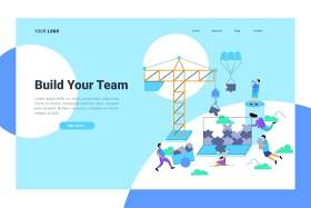 团队建设登录页UI界面AI插画设计模板Team Building - Landing Page