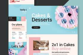 蛋糕甜品网站UI界面设计PSD模板cakes desserts website