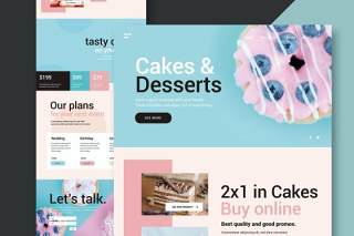 蛋糕甜品网站UI界面设计PSD模板cakes desserts website