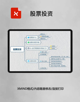 思维导图简洁股票投资XMind模板