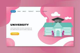 大学xd psd ai矢量登录页UI界面插画设计university xd psd ai vector landing page