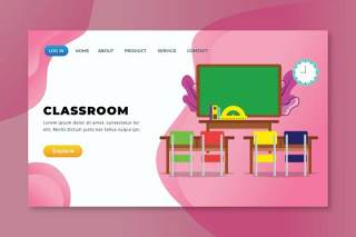 教室xd psd ai矢量登录页UI界面矢量插画设计classroom xd psd ai vector landing page