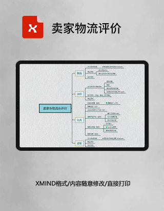 思维导图简洁卖家物流评价XMind模板