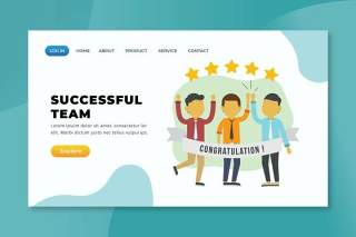 成功团队psd xd ai矢量登陆页面UI界面插画设计successful team psd xd ai vector landing page