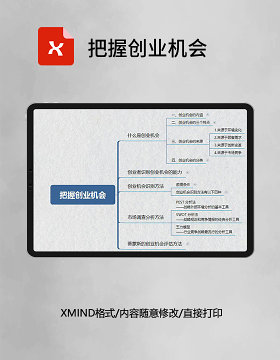 思维导图简洁把握创业机会XMind模板
