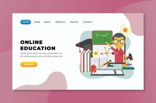 在线教育xd psd ai矢量登录页UI界面插画设计online education xd psd ai vector landing page