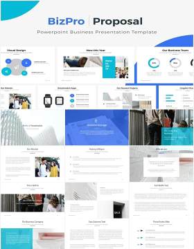 简约商务工作汇报计划总结报告PPT模板BizPro Powerpoint Proposal Template Presentation