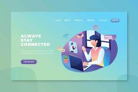 始终保持连接psd和ai登录页UI界面插画设计always stay connected psd and ai landing page